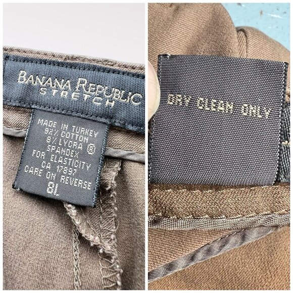Banana Republic High Rise Stretch Cotton Pants Brown Size 8 Long (Flawed) - Picture 3 of 10